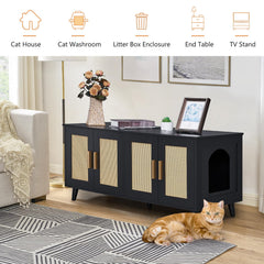 Homhedy boho style litter enclosure complements rustic interiors while concealing litter