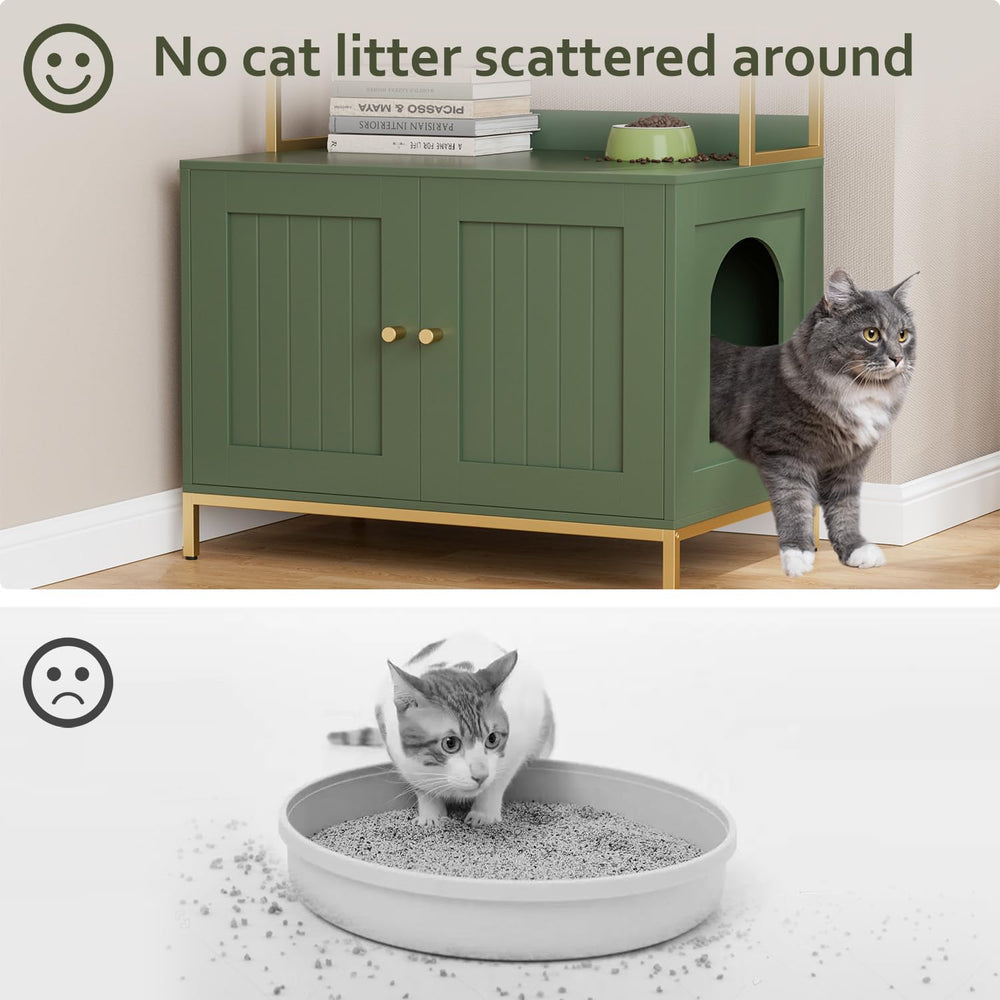 Homhedy cabinet keeps the litter area out of sight for a cleaner look.