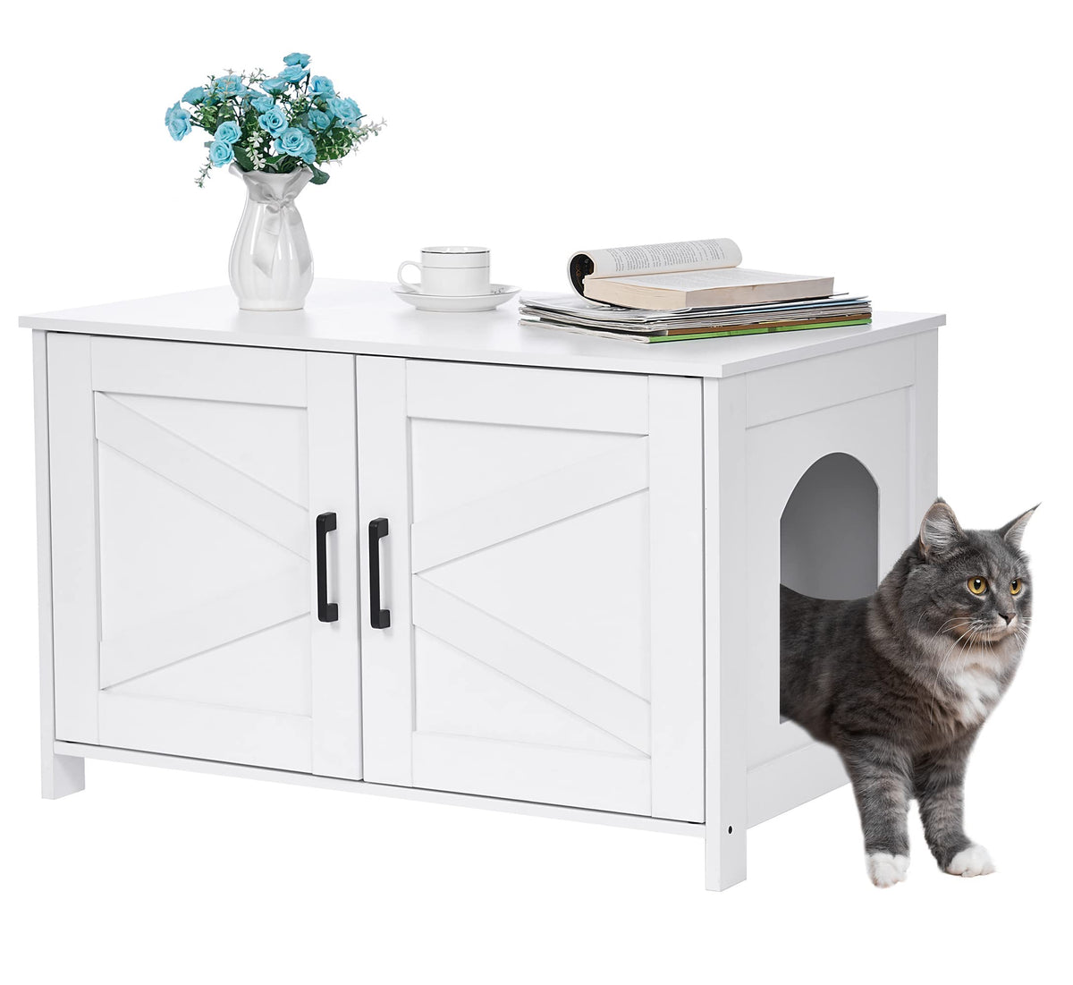 Homhedy cat litter box enclosure cabinet showing hidden litter space for a tidy home