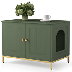 Homhedy cat litter box enclosure front view shows hidden litter and modern style.
