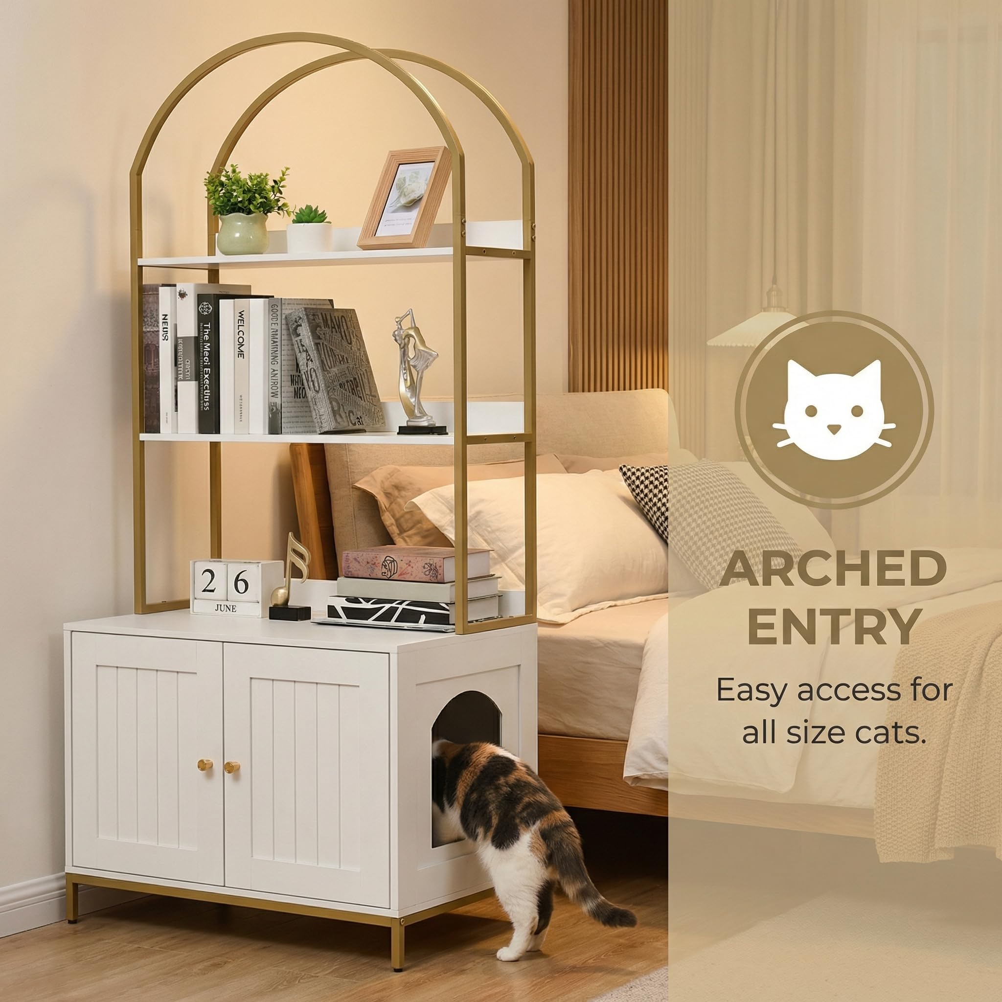 Homhedy cat litter box enclosure hidden panel illustrating private litter area