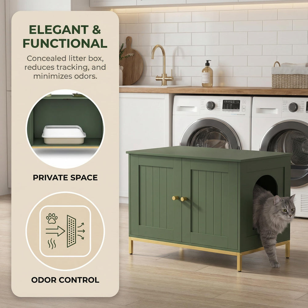 Homhedy cat litter box enclosure inside view highlights spacious interior for standard boxes.