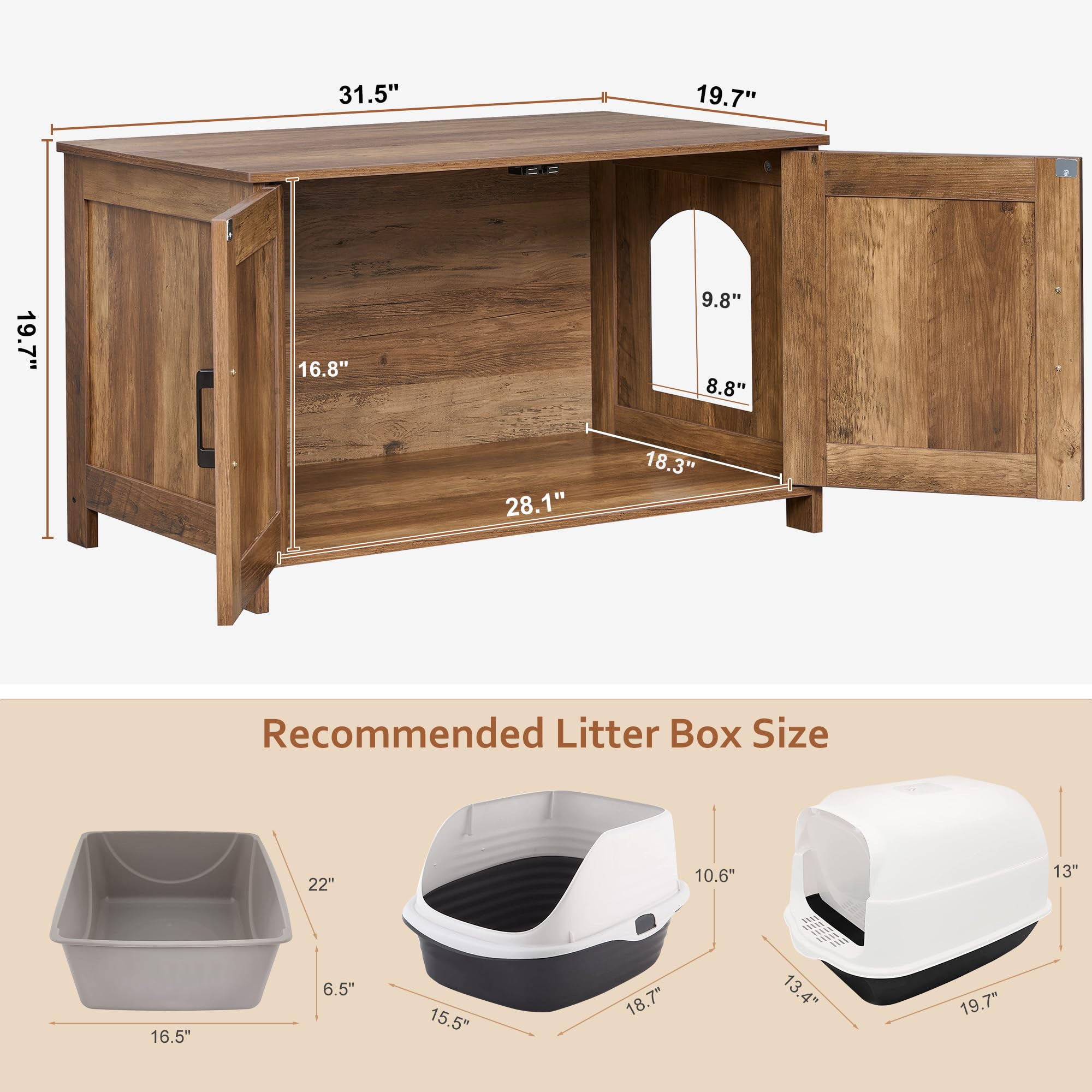 Homhedy interior storage reveals hidden compartments for litter supplies
