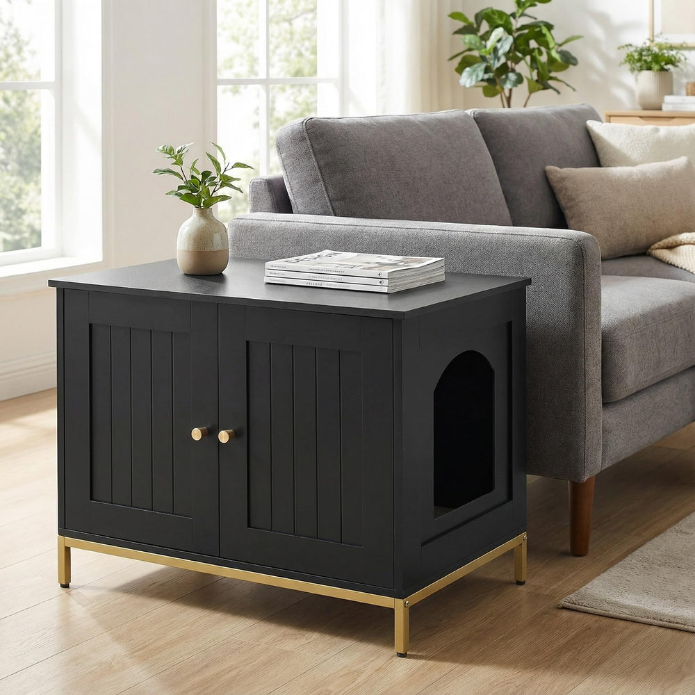 Homhedy cat litter box enclosure doubles as a stylish side table.