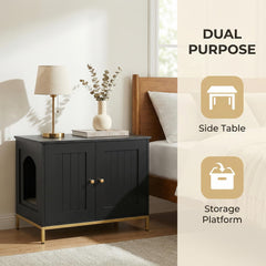 Homhedy litter box enclosure side-entry reduces litter scattering for cleaner floors.