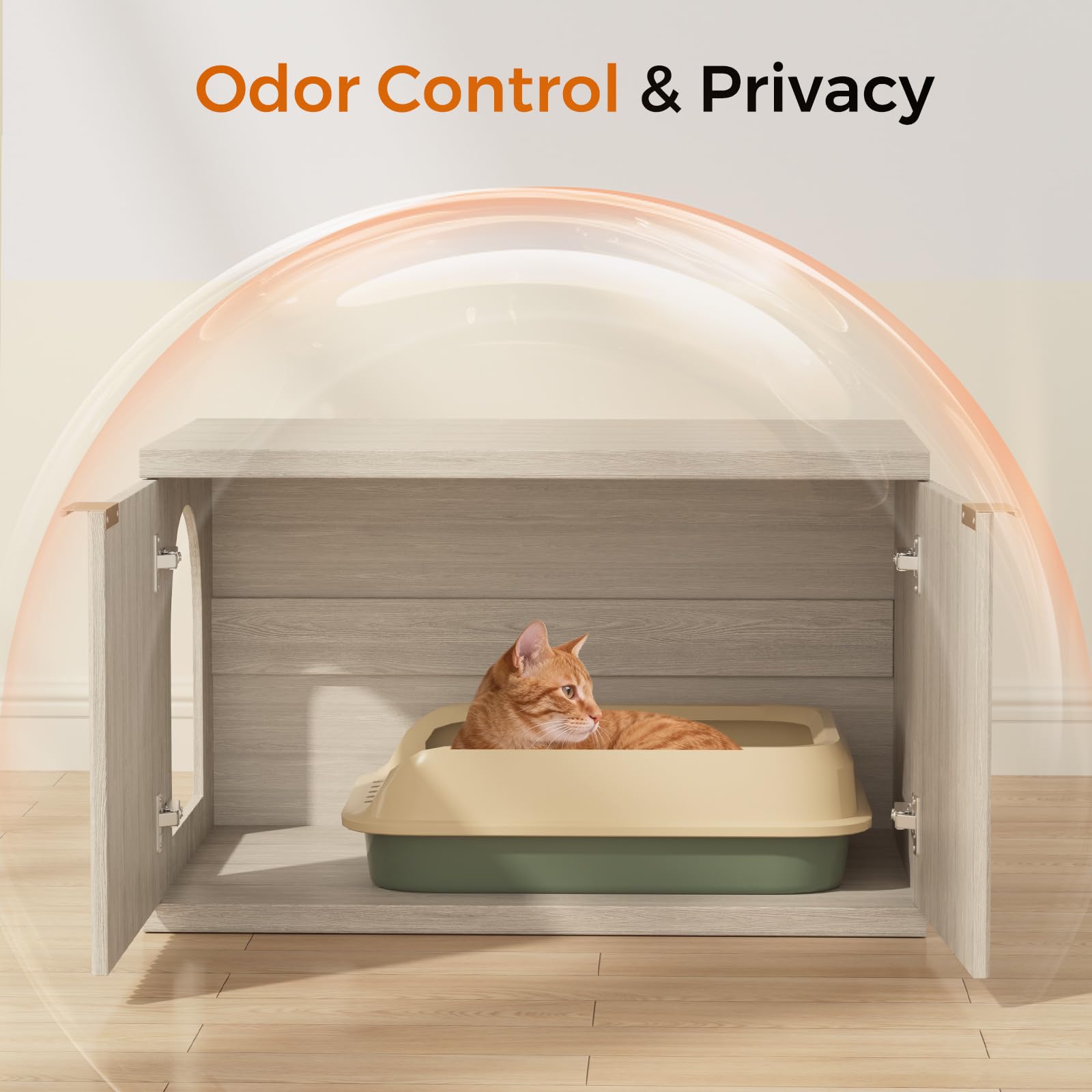 Homhedy cat litter box enclosure side-table top adds surface for plants or decor