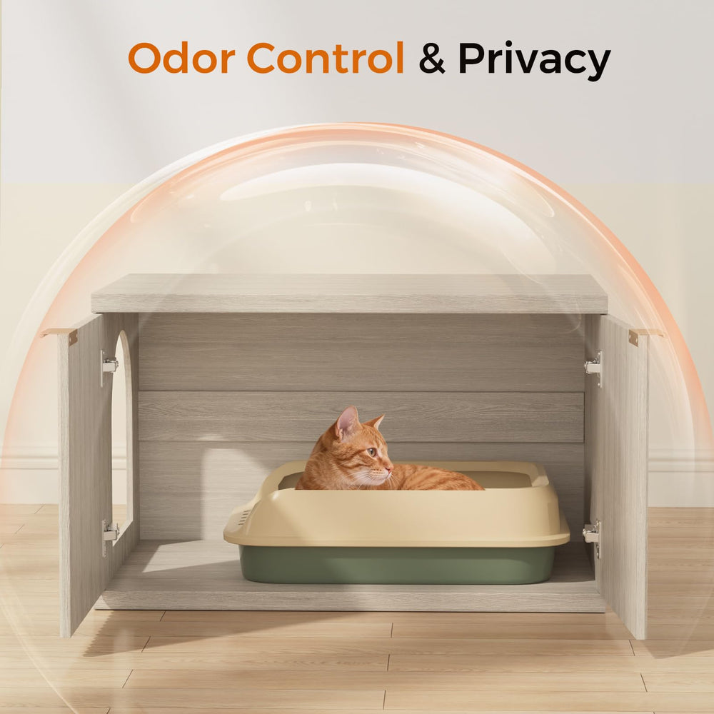 Homhedy cat litter box enclosure side-table top adds surface for plants or decor