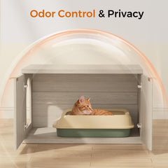 Homhedy cat litter box enclosure side-table top adds surface for plants or decor