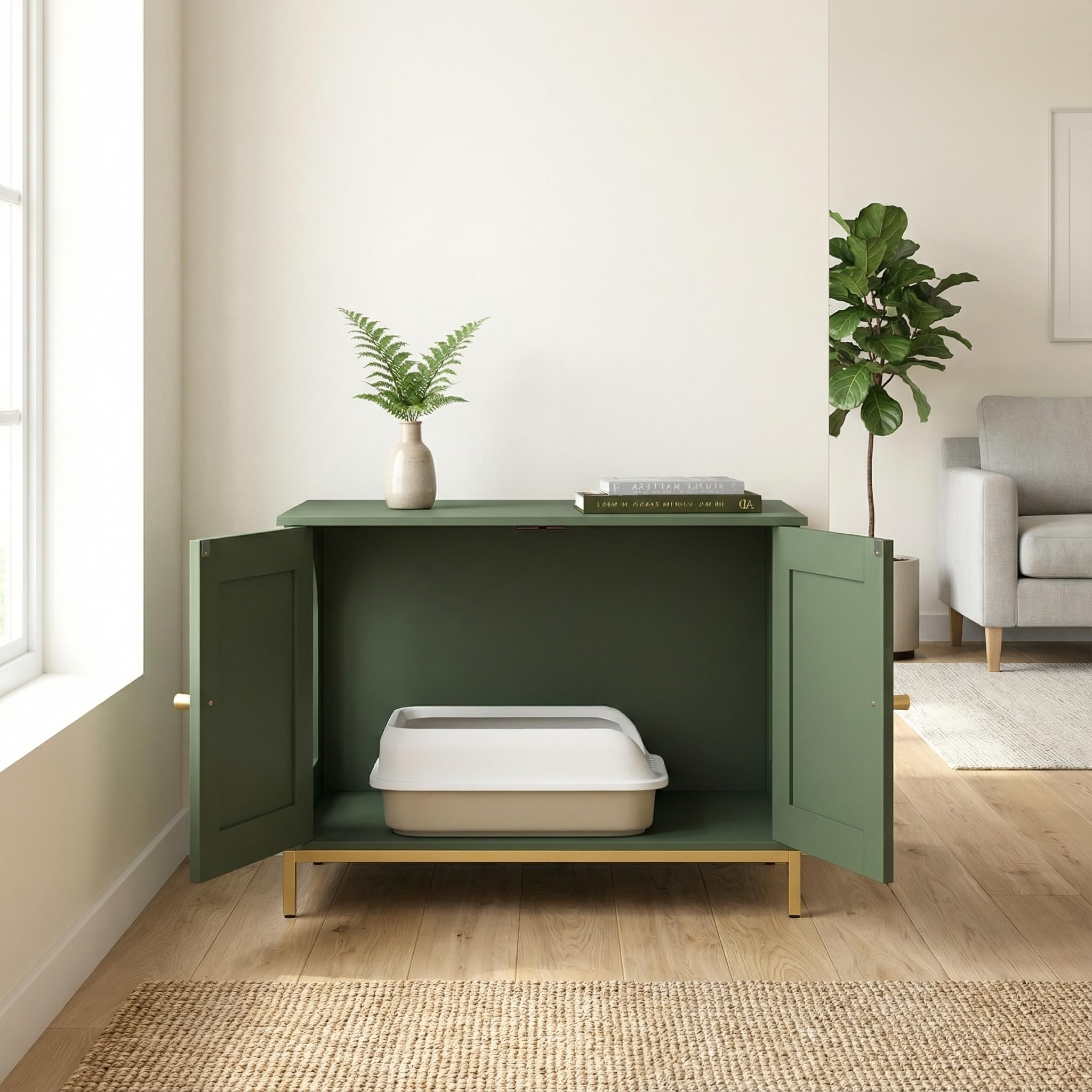 Homhedy cat litter box enclosure top surface ready for décor or daily essentials.