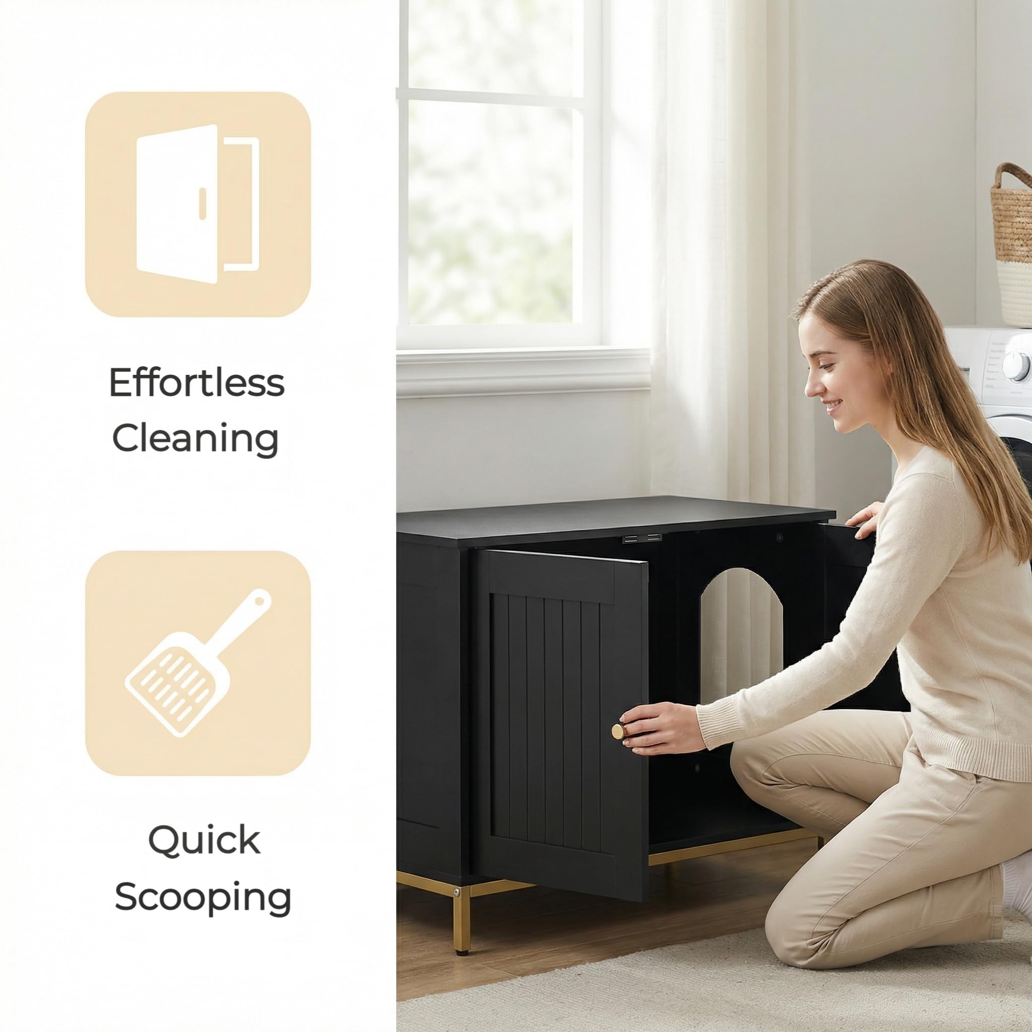 Homhedy cat litter box enclosure top surface suitable for decor.