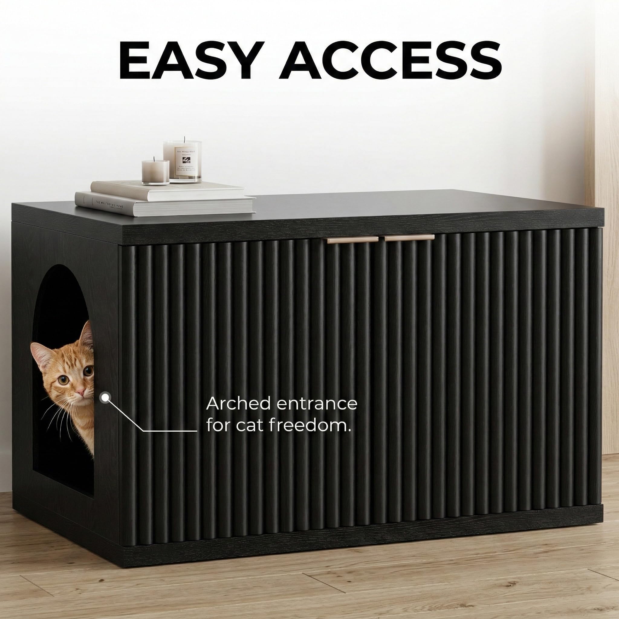 Homhedy cat litter box enclosure water-resistant MDF surface for easy care.