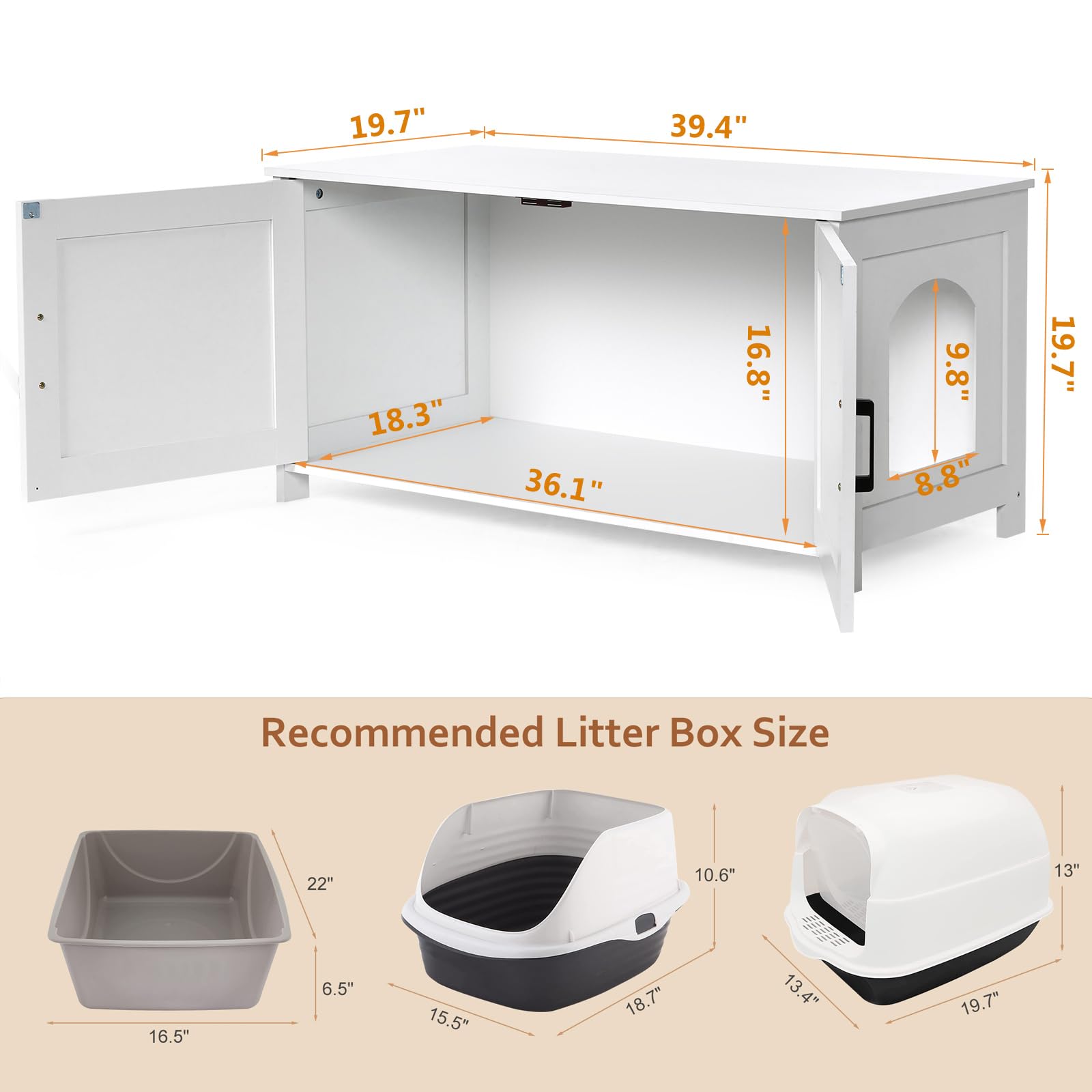 Wooden Homhedy litter box enclosure used as an end table in living room