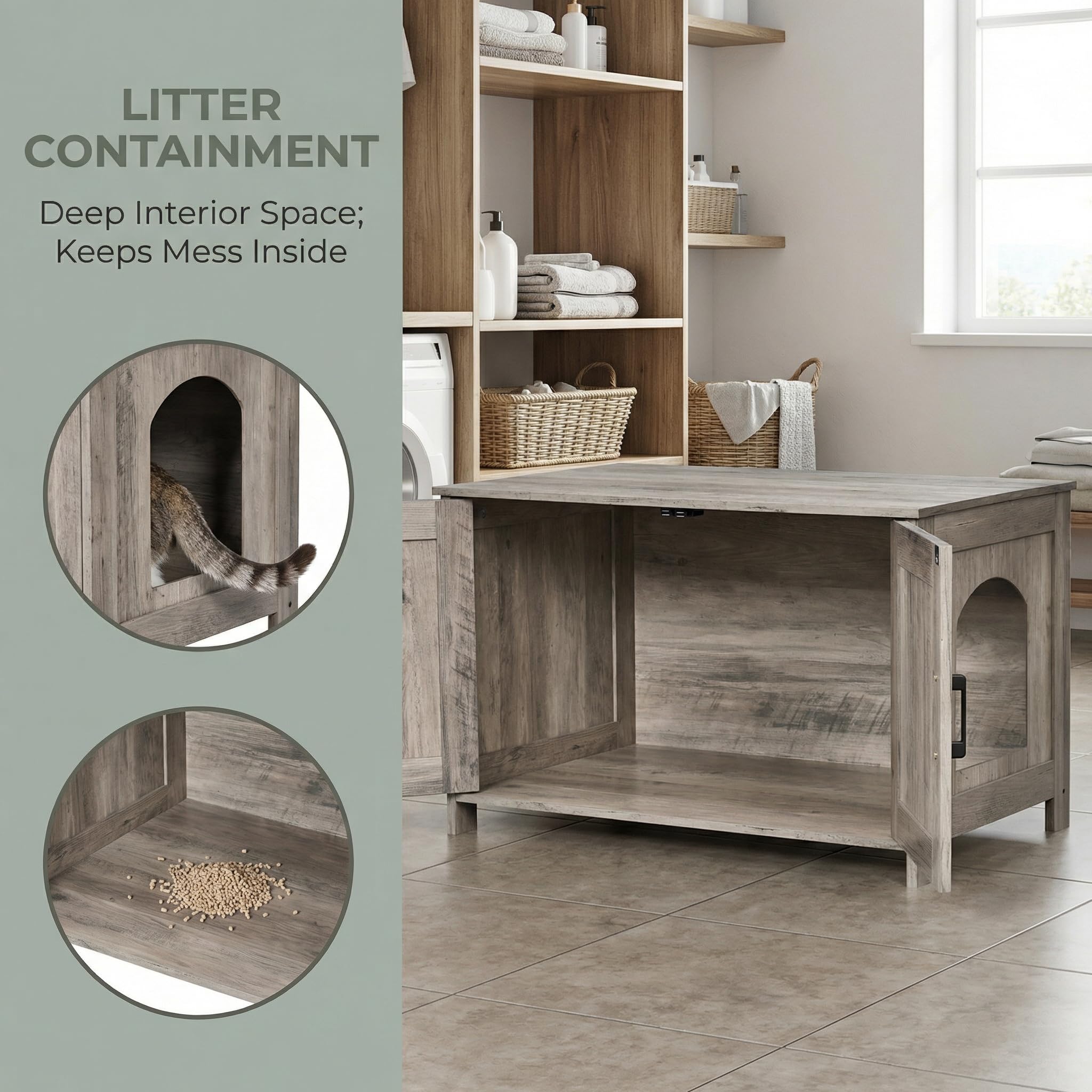 Homhedy enclosure fits most litter boxes, reducing litter scatter