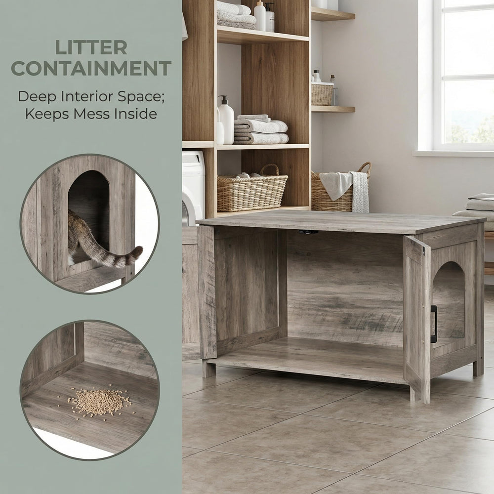 Homhedy enclosure fits most litter boxes, reducing litter scatter
