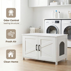 Homhedy cat washroom with barn door keeping odors discreet
