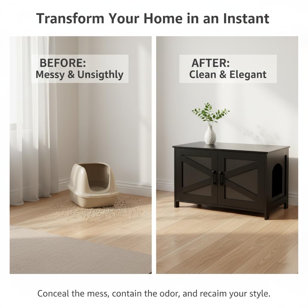 Homhedy cat washroom multiuse furniture serves as stylish cat home