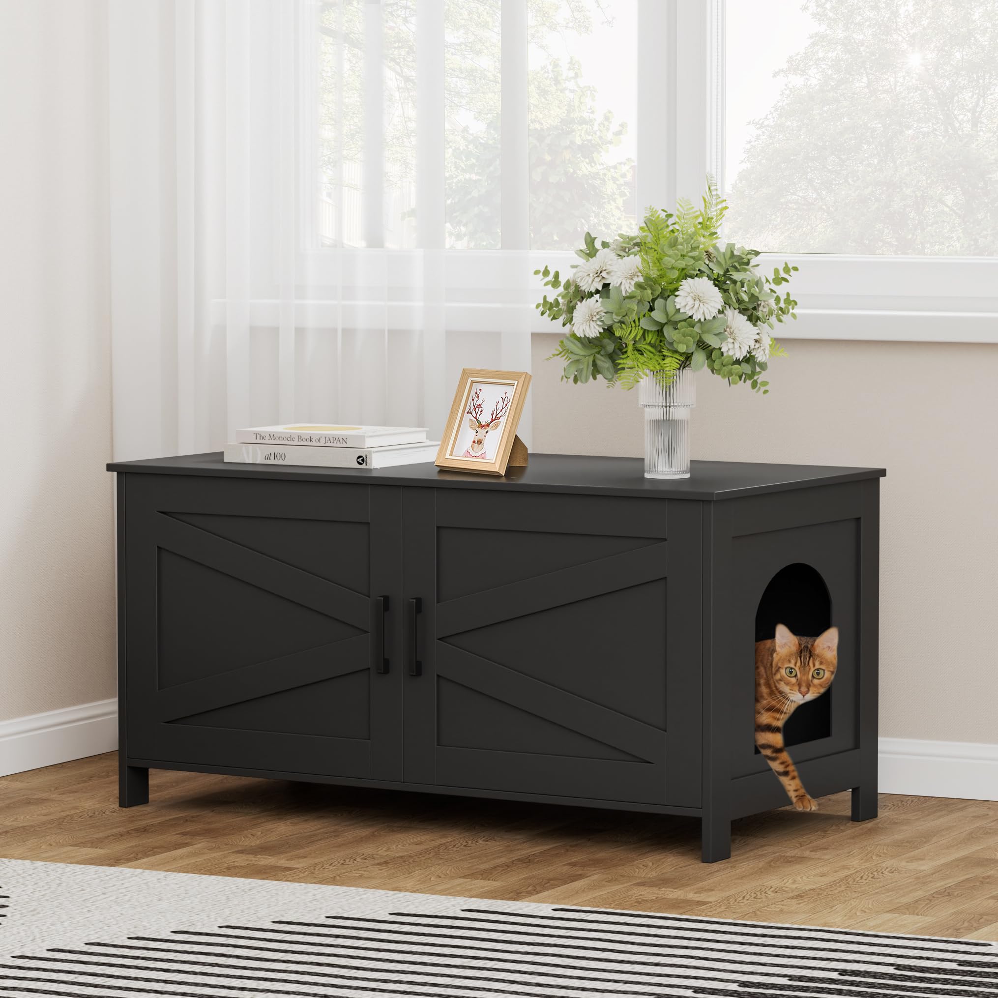 Homhedy double cabinet doors enable quick scooping and storage