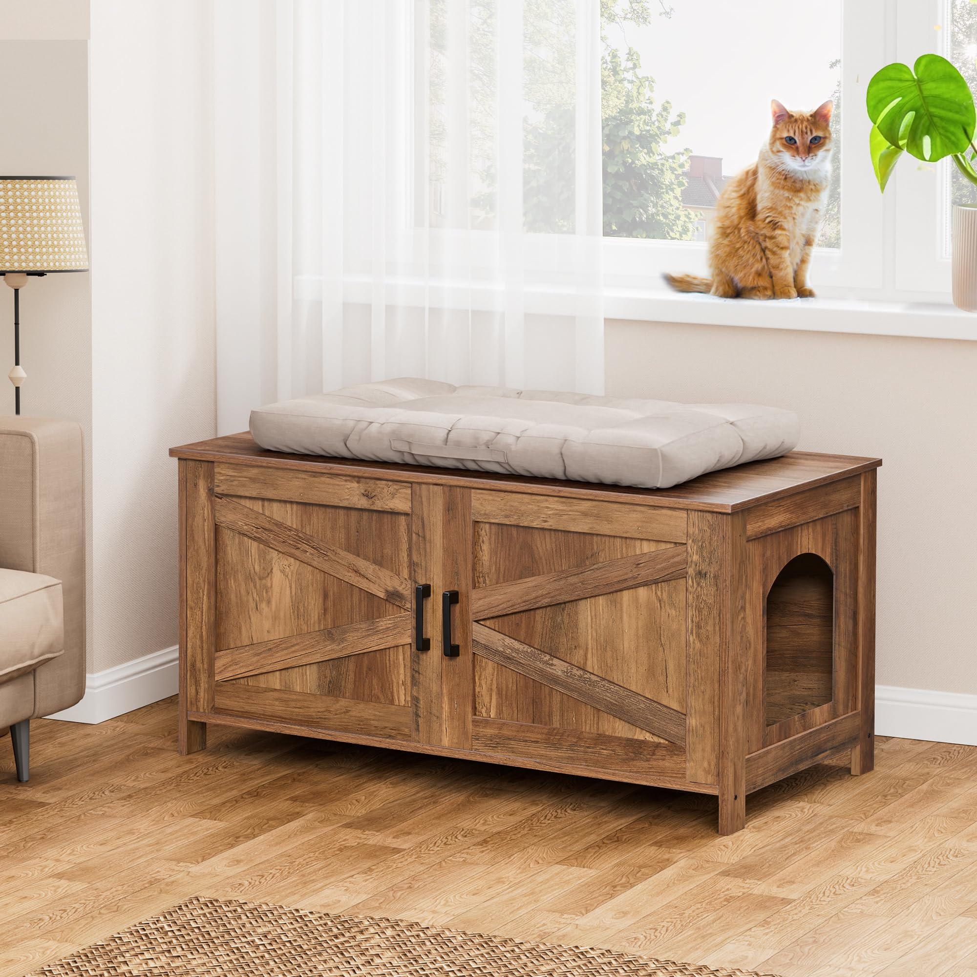 Homhedy end-table style cat furniture top view for living room decor.