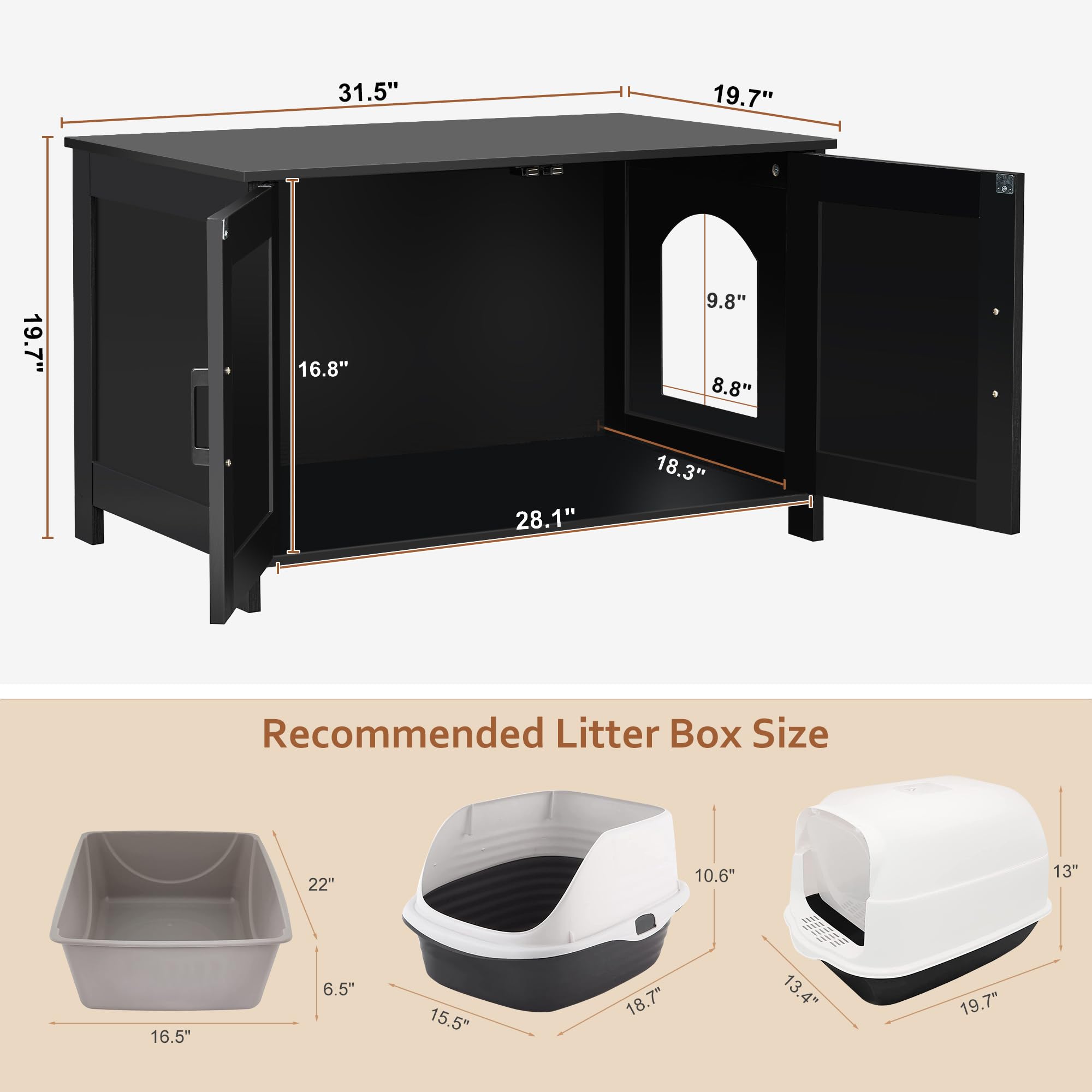 Homhedy hidden space helps keep litter neat at home.
