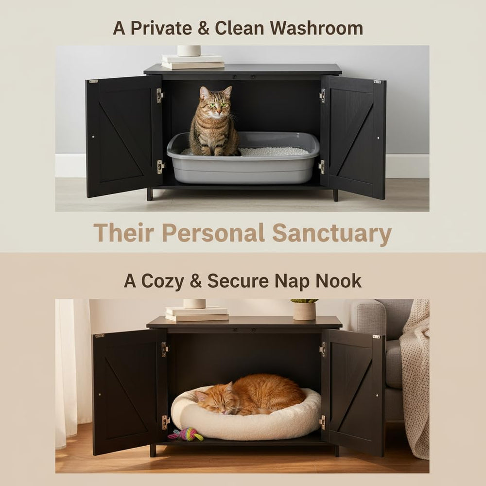 Homhedy hidden litter box furniture green provides a calm odor-controlled area