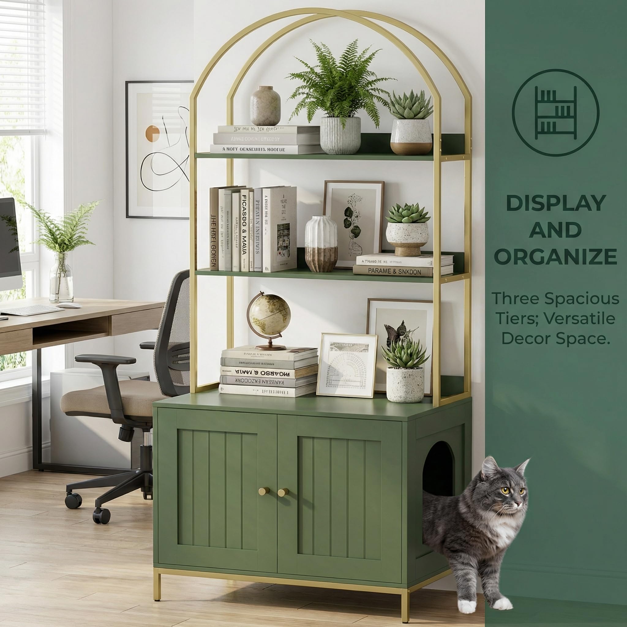 Homhedy green and gold frame adds modern elegance to your home.