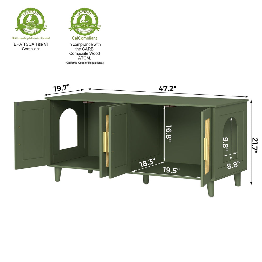 Side cat holes allow easy in-and-out access.