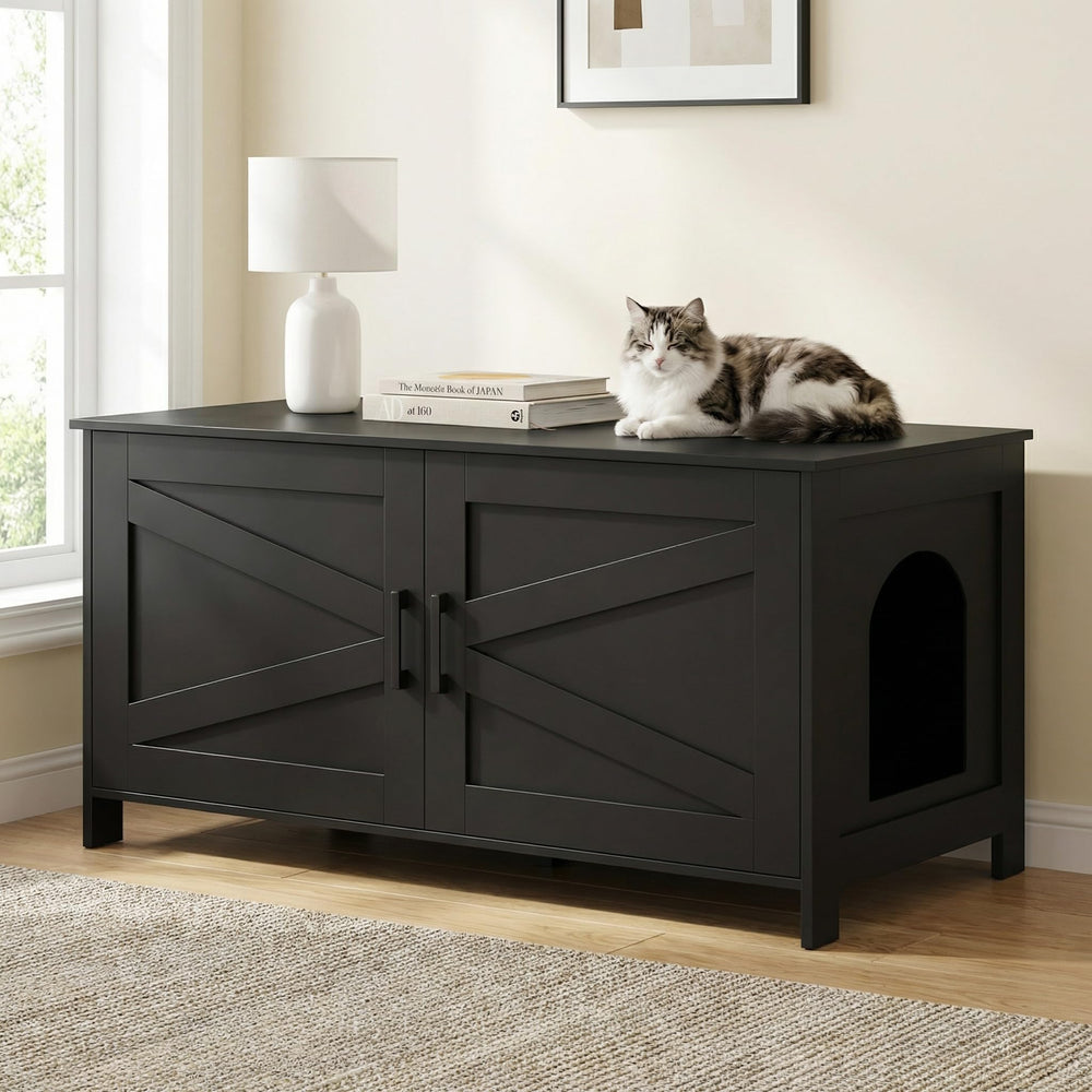 Homhedy private cat washroom hides litter area from living spaces