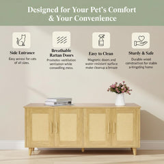 Homhedy two-cat cabinet spaces for separate litter areas.