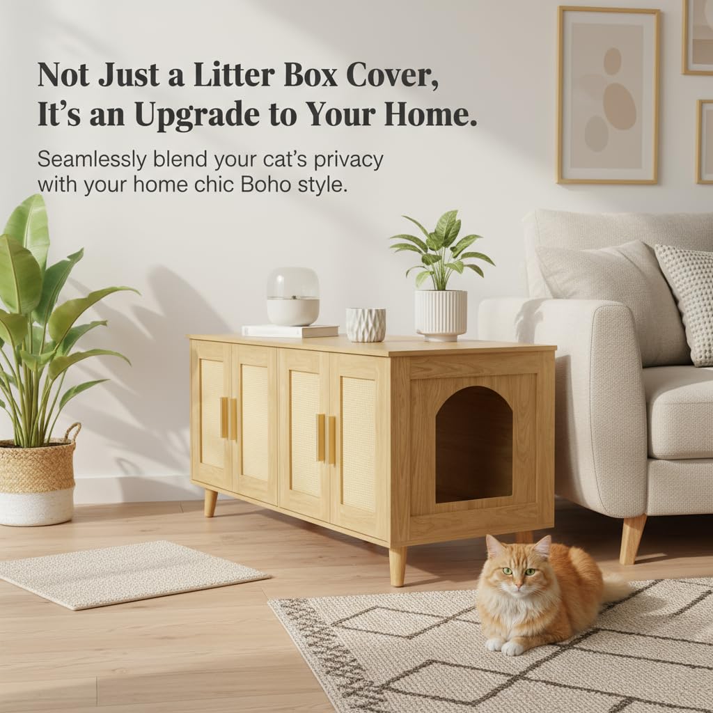 Homhedy water-resistant veneer surface cleans easily for a neat look.