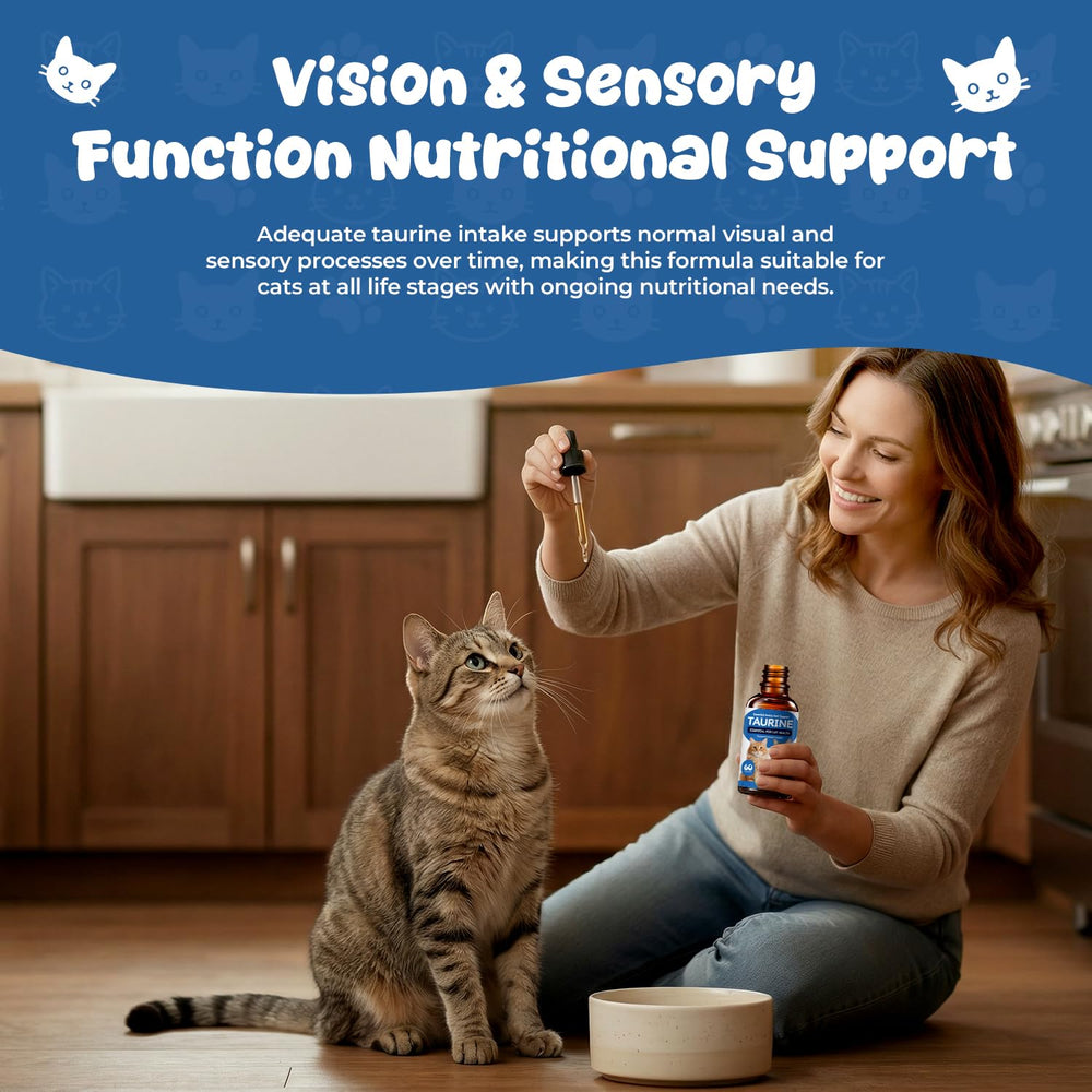 Homibabis taurine liquid drops help maintain metabolic balance in daily feline nutrition.