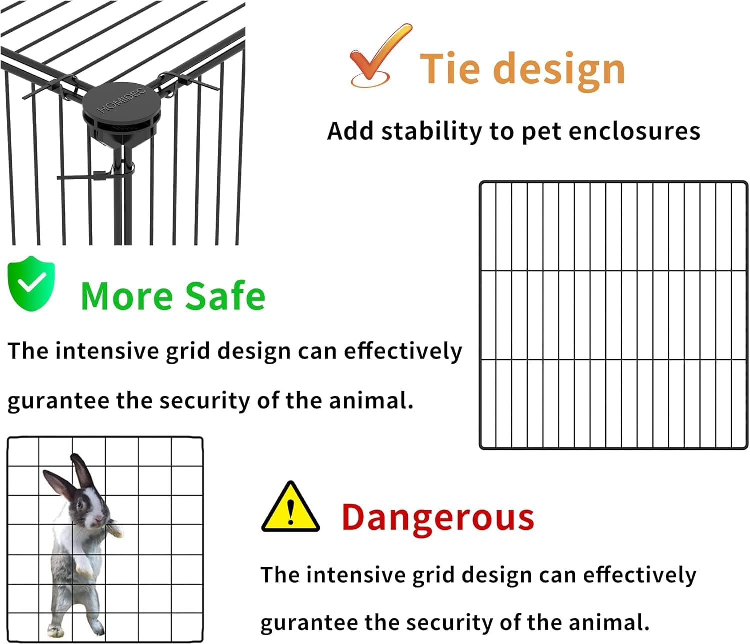 HOMIDEC Pet PlayPen with ABS connectors for sturdy construction.