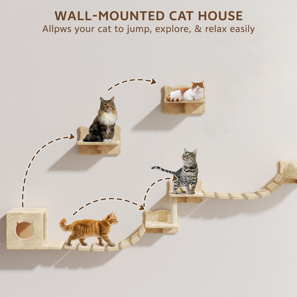 Homiflex bridge ladder connects shelves for seamless cat traversal.