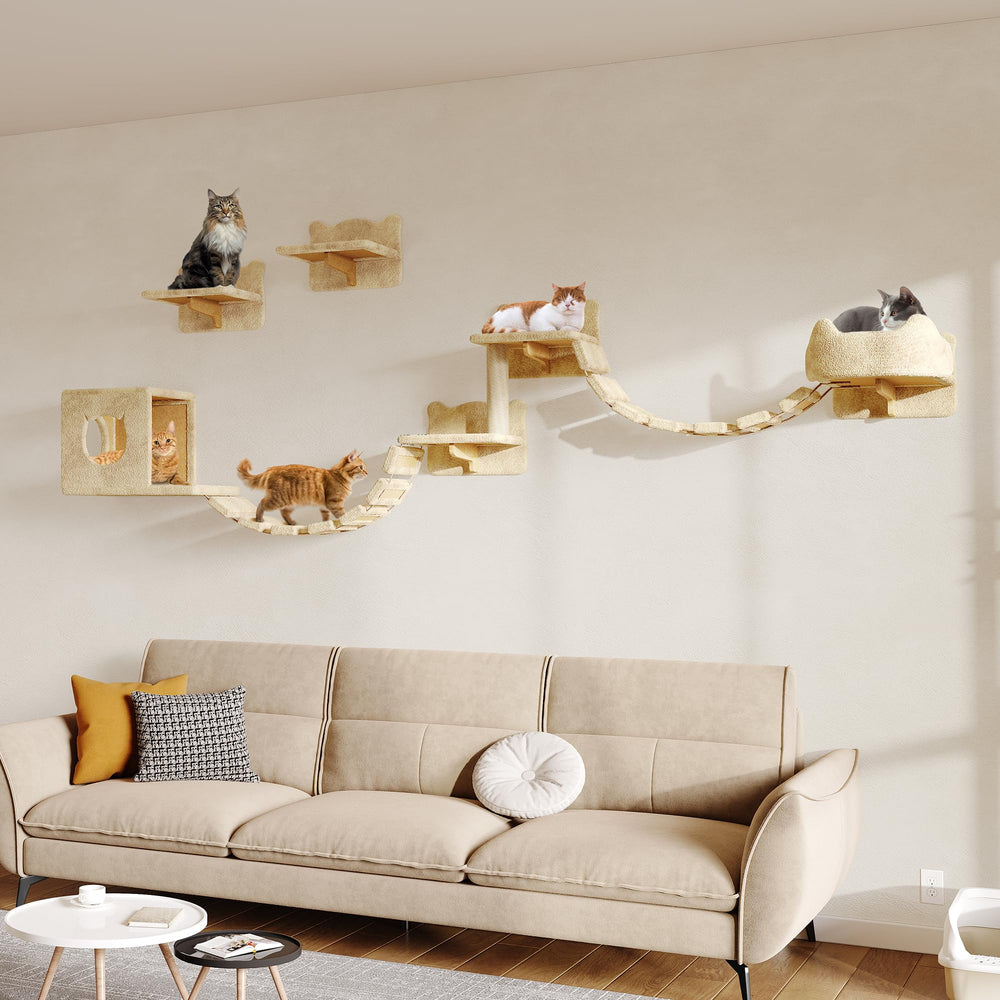 Homiflex 9-in-1 cat wall shelves offer plush resting area for cozy naps and vertical exploration.