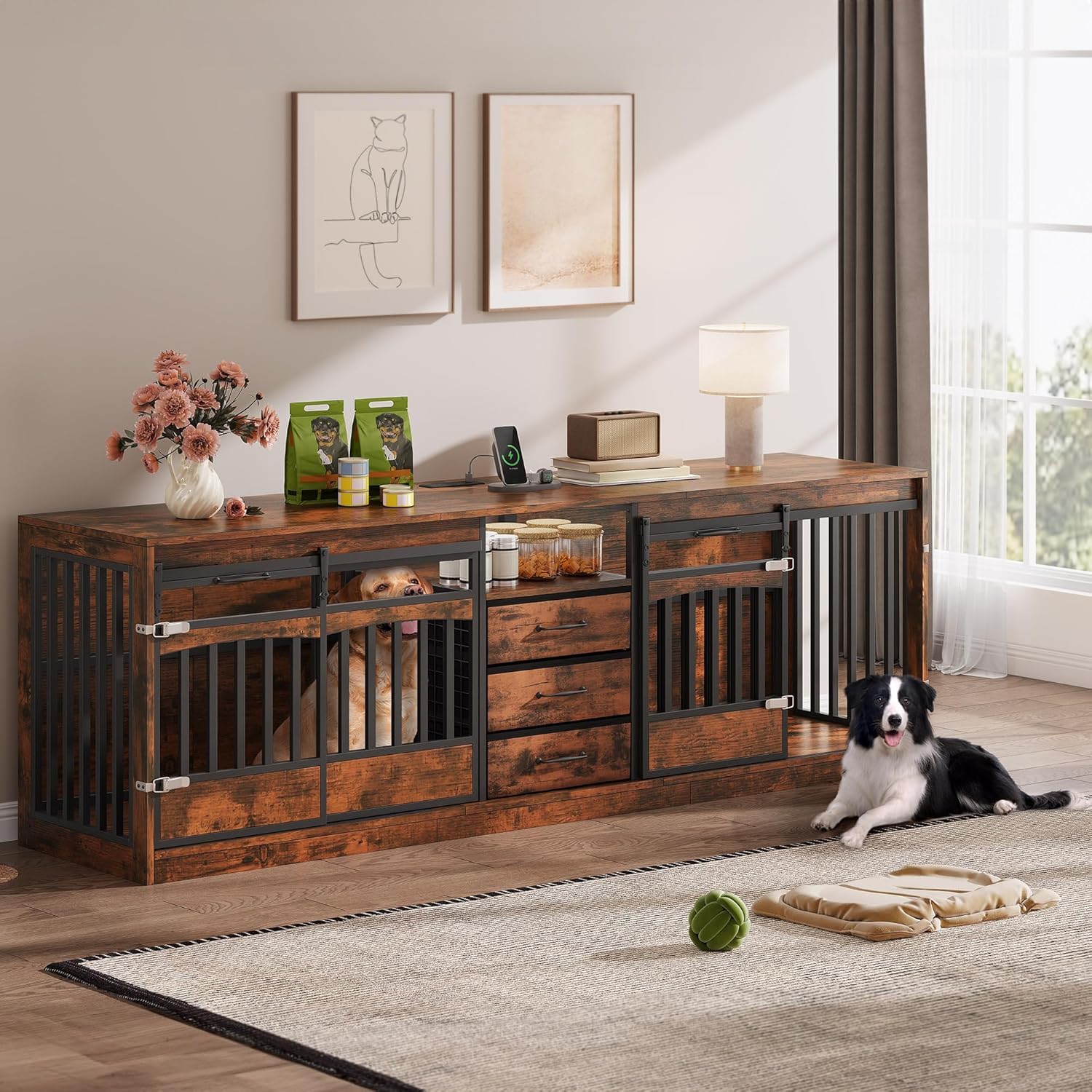 Homiflex brown-finish pet furniture fits modern and rustic spaces.