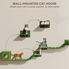 Homiflex scratch post integrated into shelf system encourages healthy scratching.
