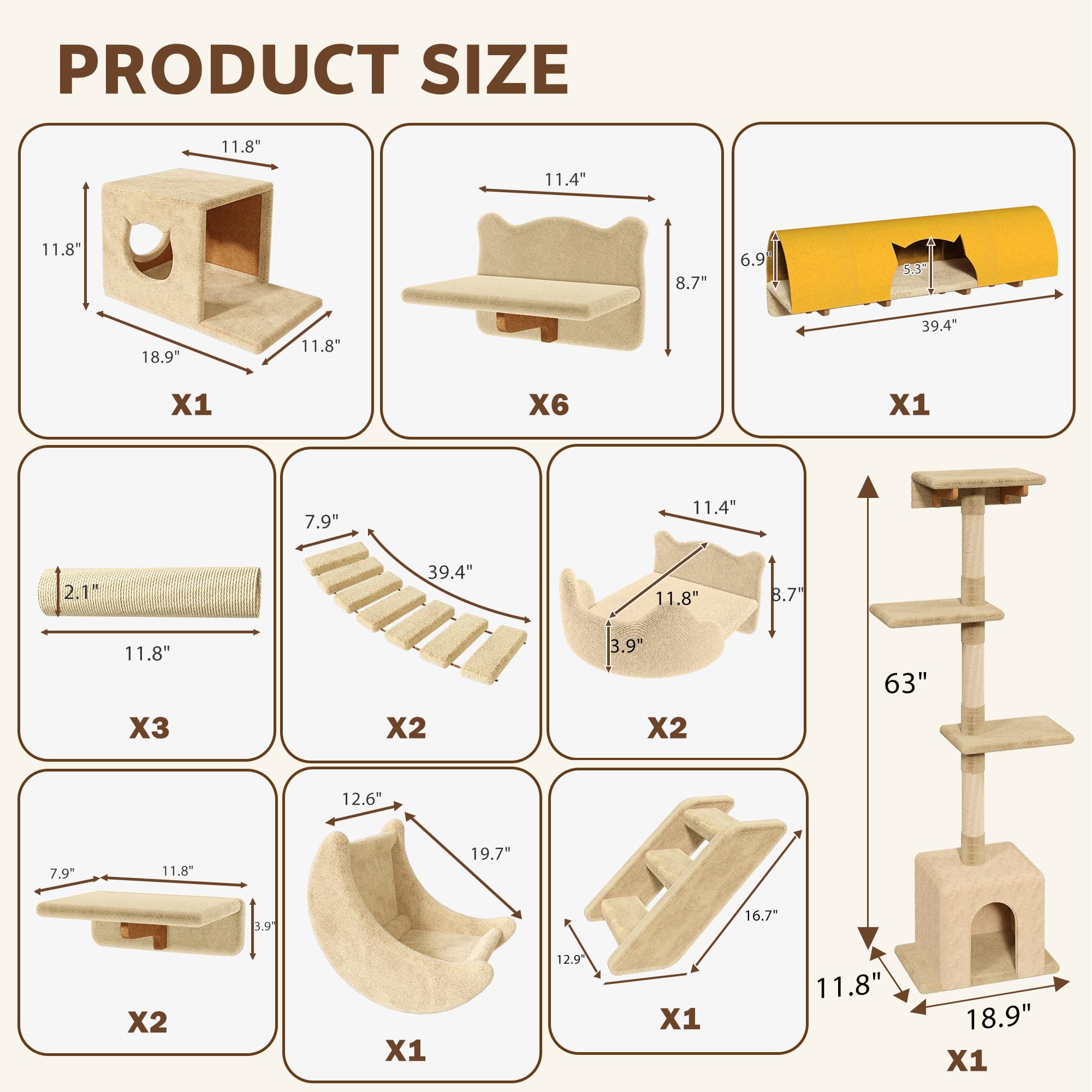 Homiflex cat tree 63-inch tower provides high perches for observation and play.