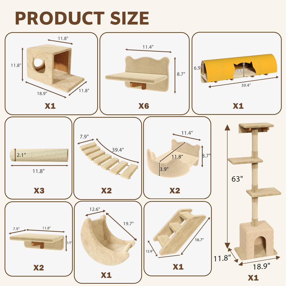 Homiflex cat tree 63-inch tower provides high perches for observation and play.