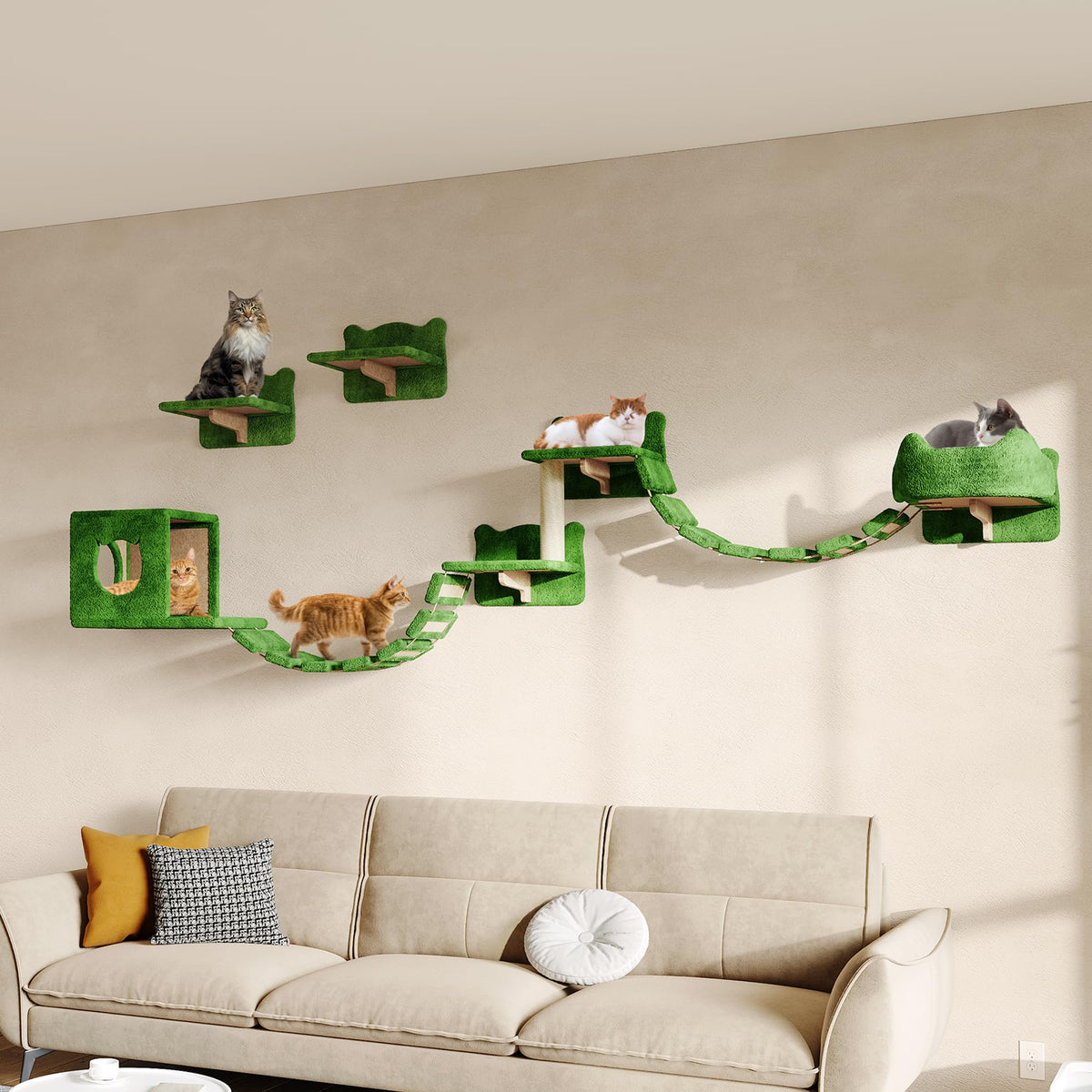 Homiflex cat wall shelves assembly kit showcasing sturdy brackets for secure vertical play.