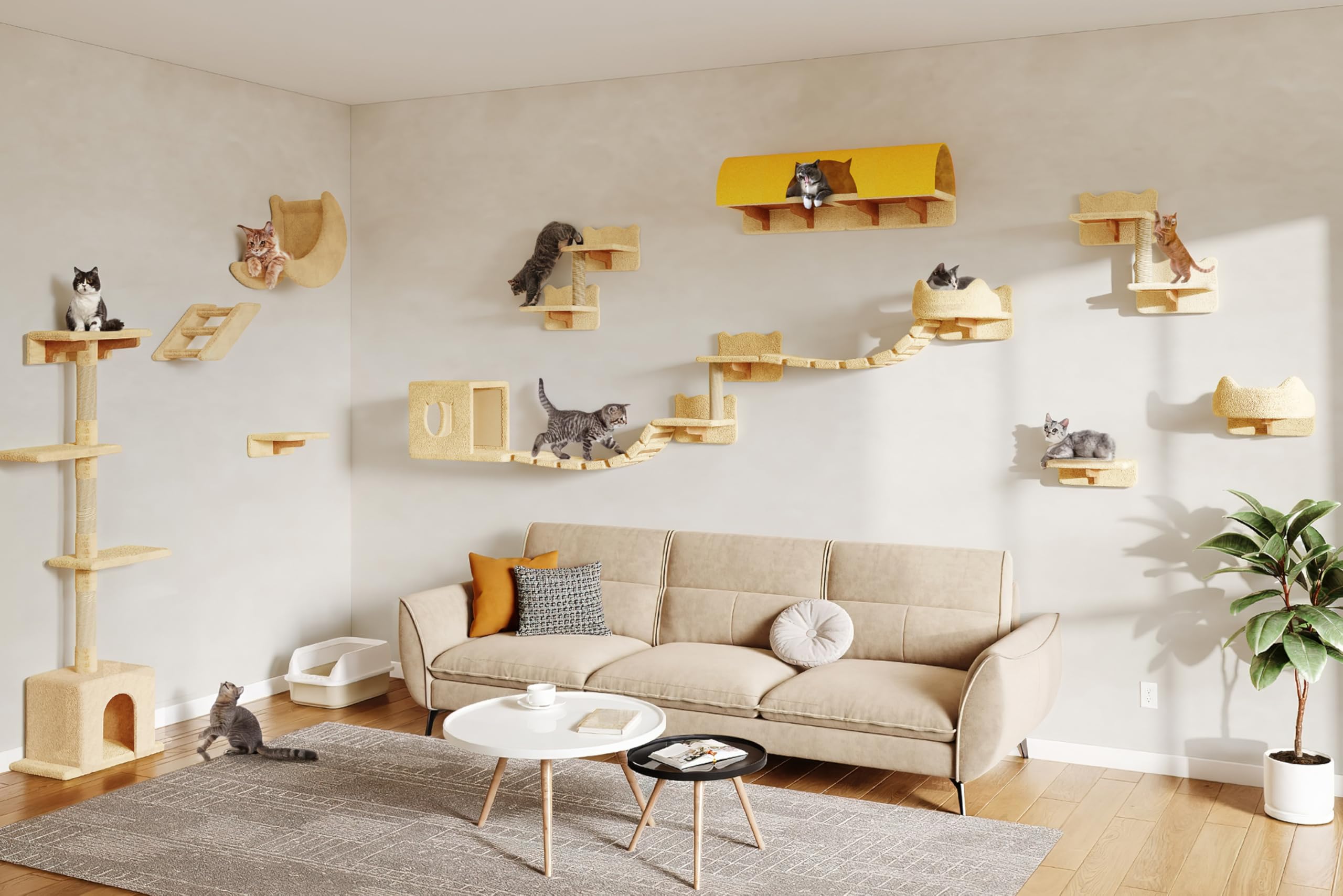 Homiflex plush fabric panels deliver soft, secure resting spots for cats.