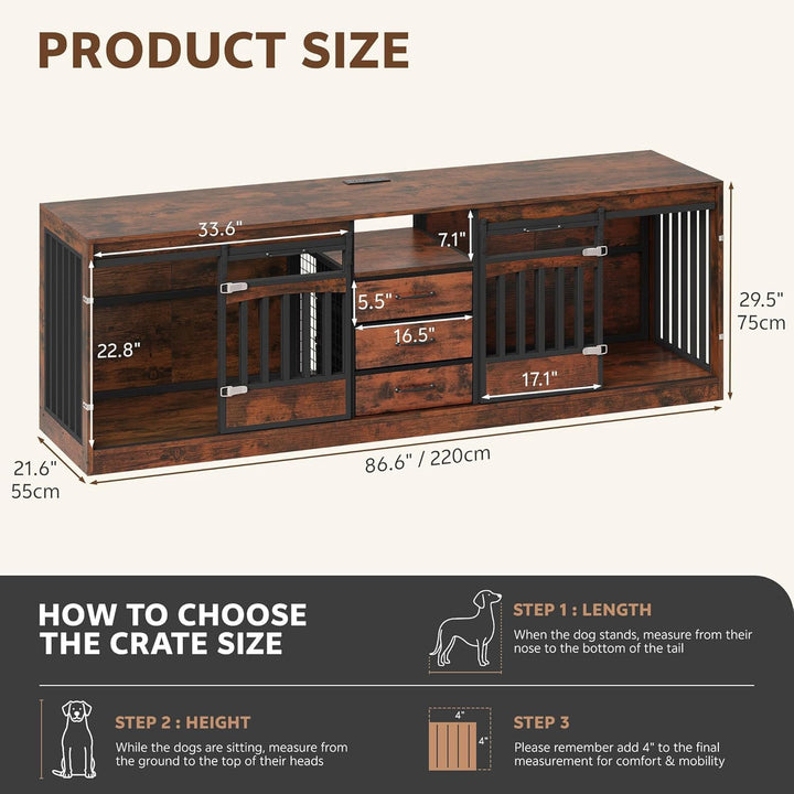 Homiflex farmhouse dog kennel and TV stand blends with home decor.