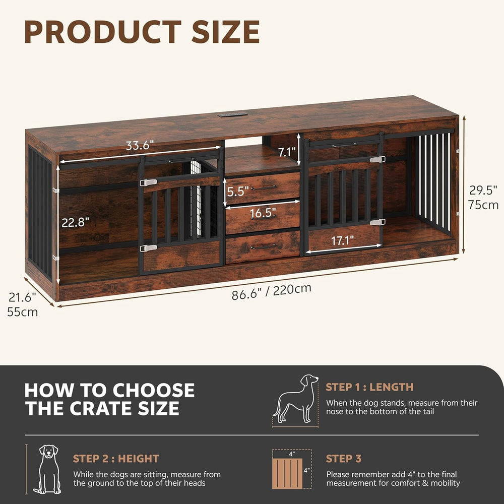 Homiflex farmhouse dog kennel and TV stand blends with home decor.