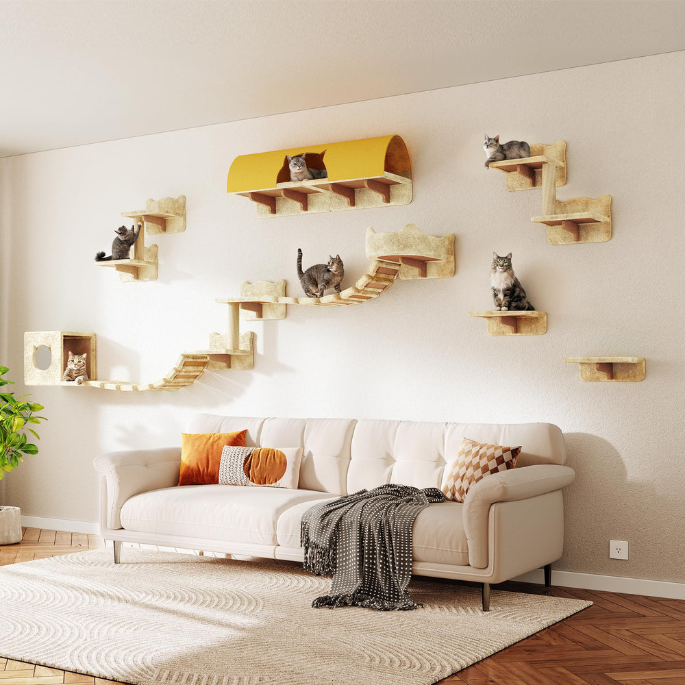 Homiflex beige wall-mounted cat furniture blends with modern interiors.