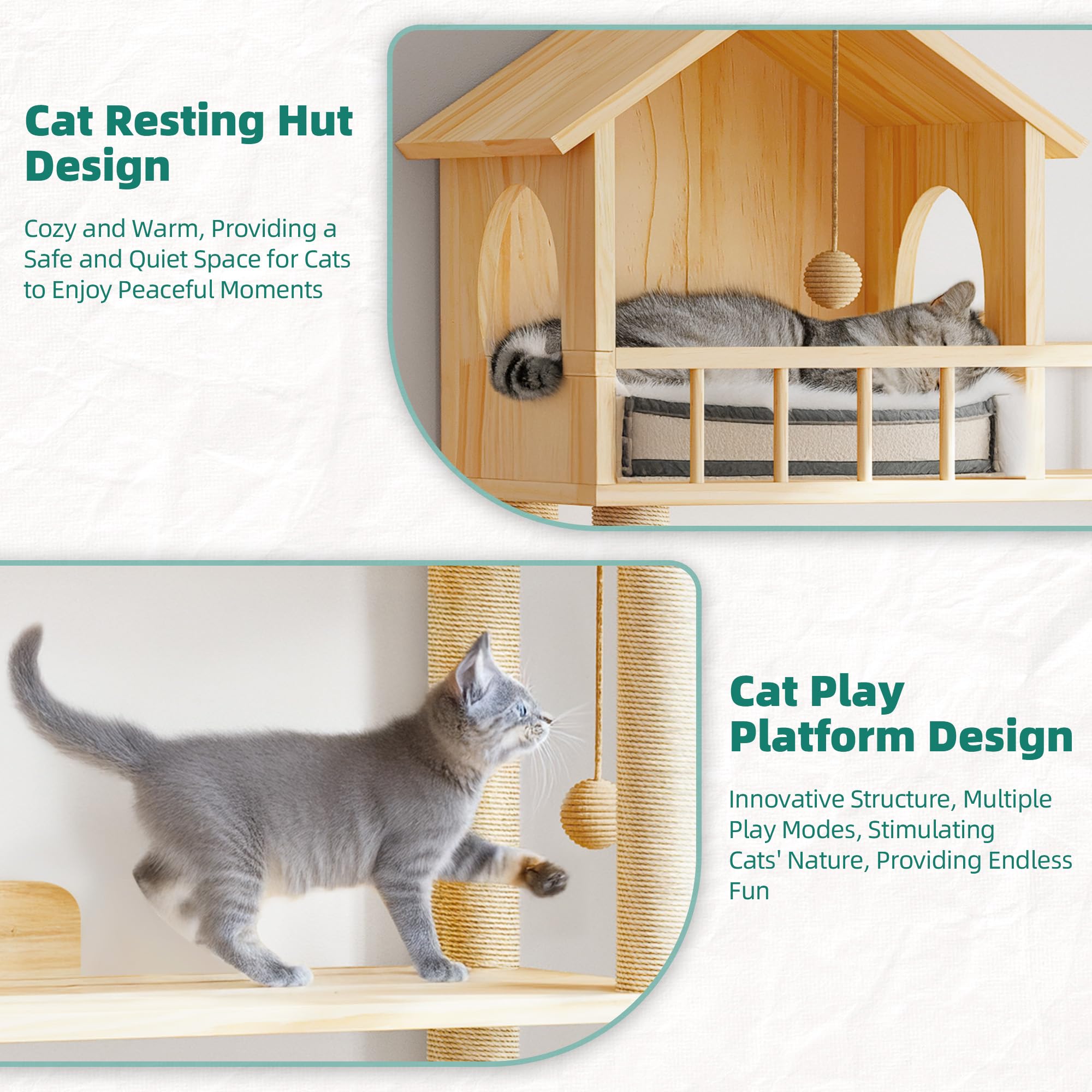 Homiflex wide rest spots suit large cats for relaxed lounging.