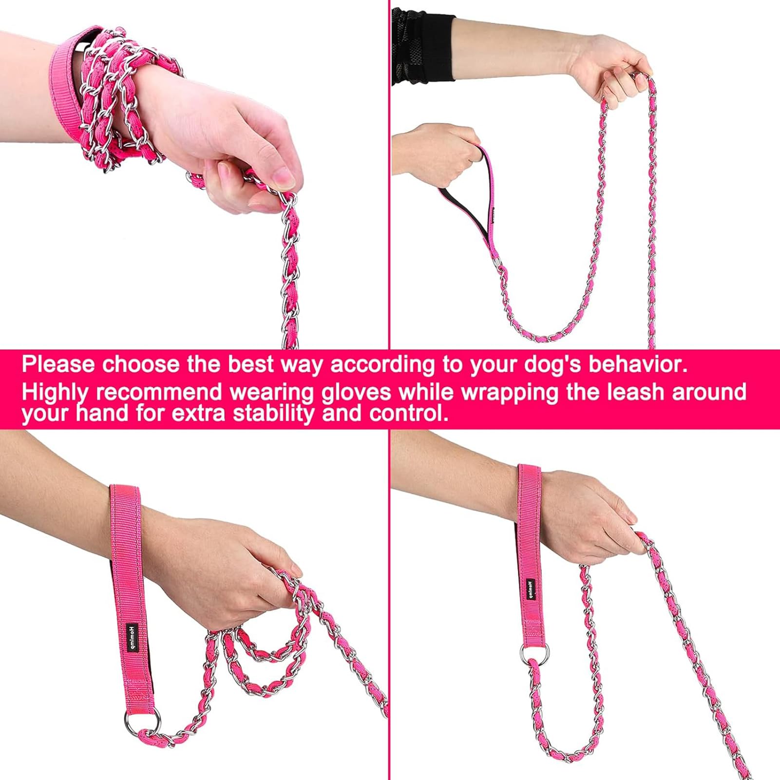 Homimp Chew Proof Dog Leash with reflective threads for visible night walks.