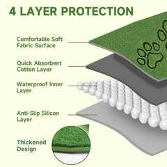 Homimp green-grass-top-surface pad offers a natural feel for puppies at rest.
