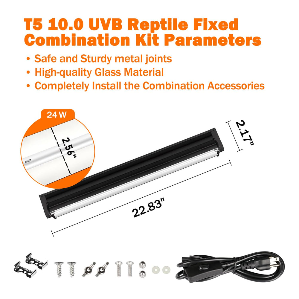 Homnebila T5 UVB light installed in a terrarium for reptile habitat lighting