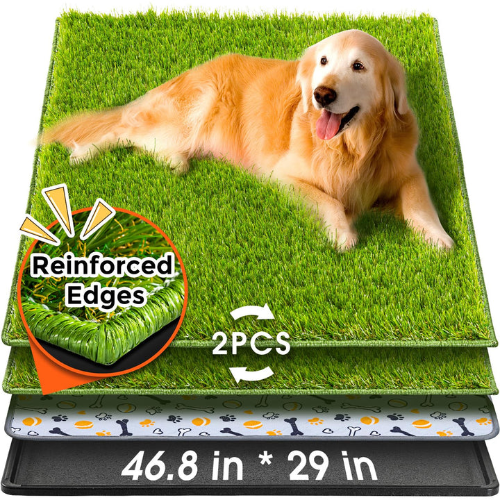 Hompet dog grass pad with tray, top view showing large indoor potty surface