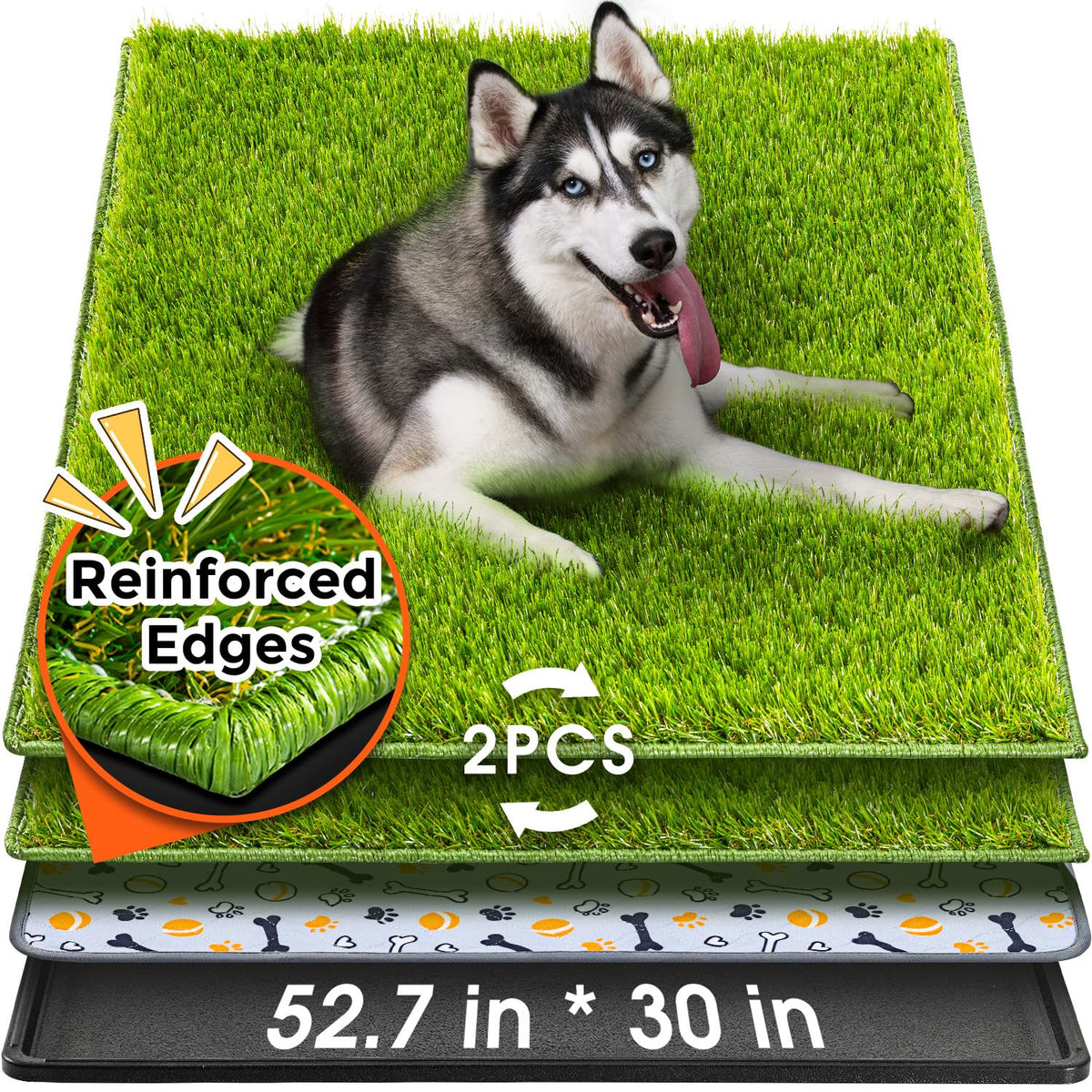 Hompet dog grass pad with tray, large top view, ideal for indoor potty.