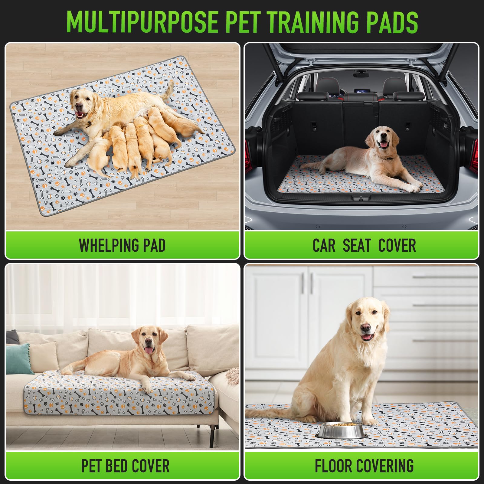 Foldable, travel-friendly pad for crate, car, or trips.