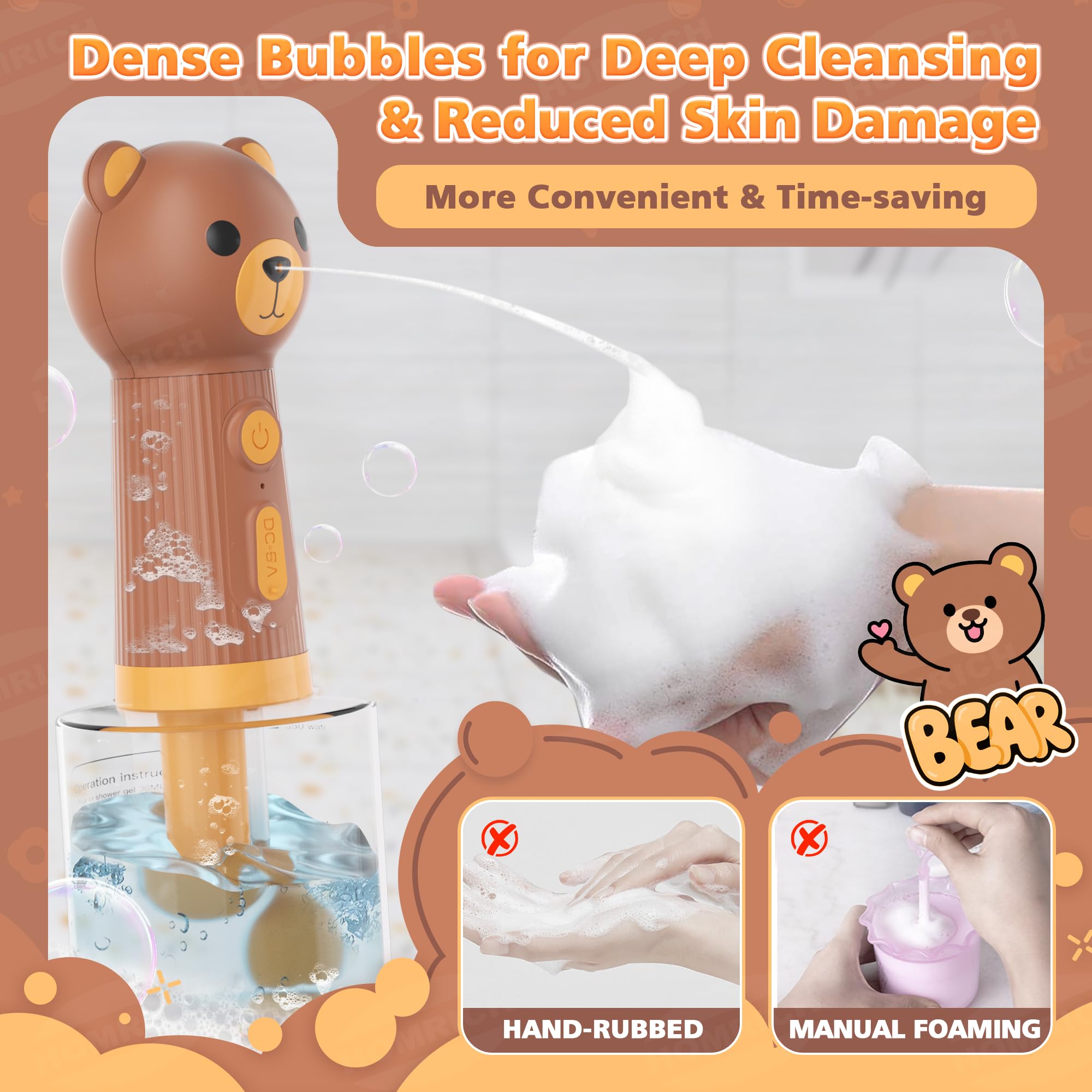 Homrich adjustable silicone dog bath brush provides a secure grip during scrubs